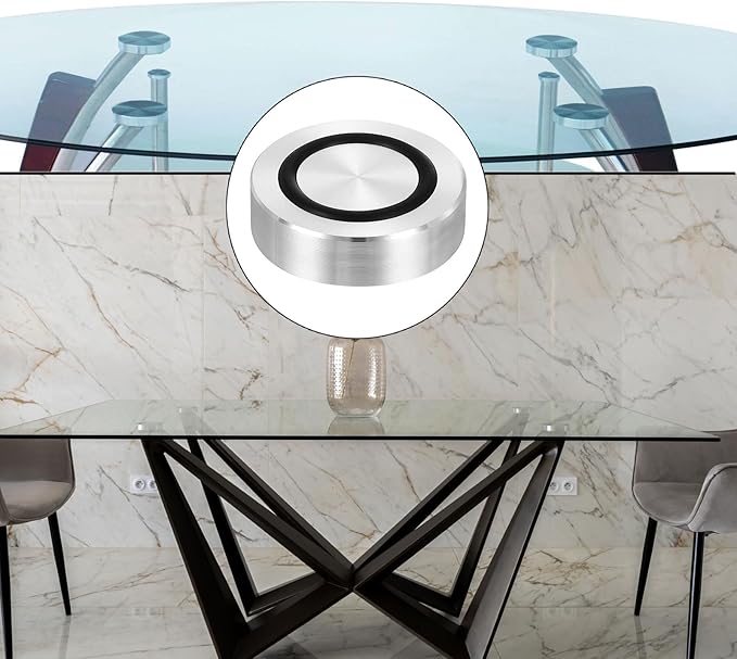 uxcell M8 Thread 35mm / 1.4" Dia 10mm Thick Aluminum Circle Disc Glass Top Adapter 4pcs Round Solid Table Feet Pad Plate Hardware with Anti-Slip Rubber Ring