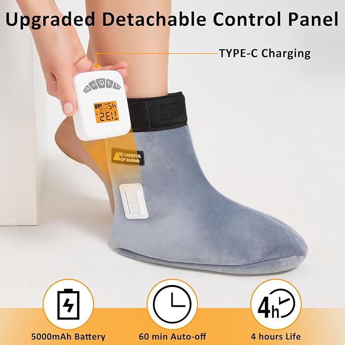 Cordless Foot Heating Pad Massager with Heat, Heating Pad for Feet for Plantae Fasciitis, Electric Foot Warmer for Ankle Heel Spur, Heated Ankle Wrap for Swelling