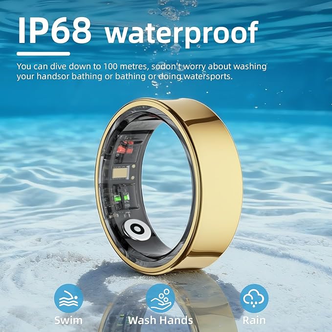 Smart Ring for Women& Men, Fitness Ring & Sleep Tracker Health Tracker With Heart Rate & Blood Oxygen Monitor, Step Counter Ring,IP68 Waterproof, No Subscription Fee for IOS & Android (Silver, #10)