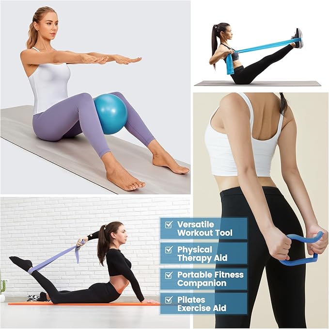Pilates Kit for Women 13PCS, Pilates Ring and Ball Set with Magic Circle, Resistance Bands Set, Figure 8 Band, Yoga Ring & Grip Socks, Home Workout Equipment Essentials Starter Kit for Beginners