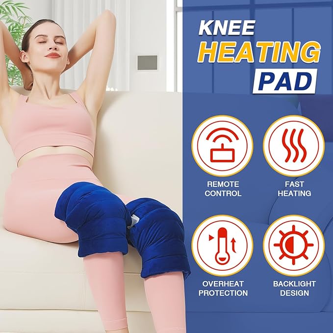 Heating Pad for Knee Pain Relief,Knee Heating Pad for Pain Relief,Adjustable Heat Therapy Warmers with Auto Shut-Off,Heated Knee Brace Wrap for Injury Arthritis Soreness Swelling
