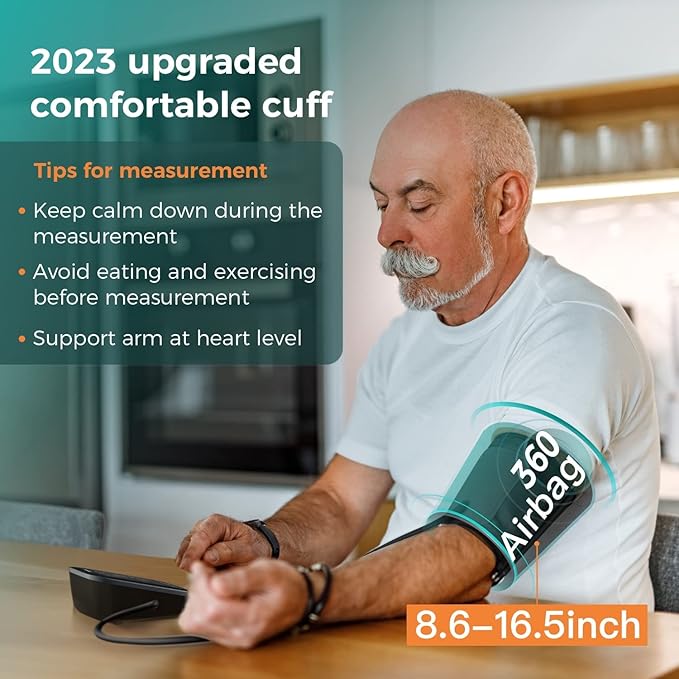 Blood Pressure Monitor Home Use, Blood Pressure Cuff Digital Arm, Blood Pressure Monitor Automatic Cuff 8.7-16.5" Bluetooth App Tracking Irregular Heartbeat Monitoring Black