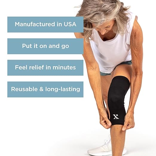 NUFABRX Medicine-Infused Pain Relieving Knee Compression Sleeve for Men & Women with Knee Pain, Arthritis, Tendonitis, and Joint Pain