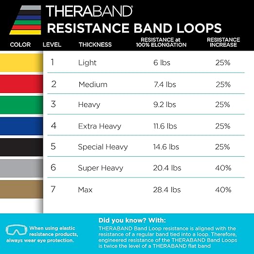 THERABAND Resistance Band Loop Set, 8" Workout Bands for Strength Training, Stretching & Physical Therapy, Set of 4 Color-Coded Exercise Bands with Varying Resistance Levels, Portable & Durable