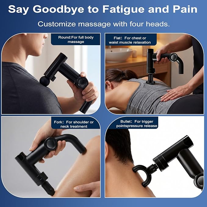 Foldable Massage Gun with Upgraded Extension Handle, 32 Speeds Massage Gun Deep Tissue - Back Massager for Pain Relief Deep Tissue, Muscles/Neck/Shoulders/Waist/Legs Massager
