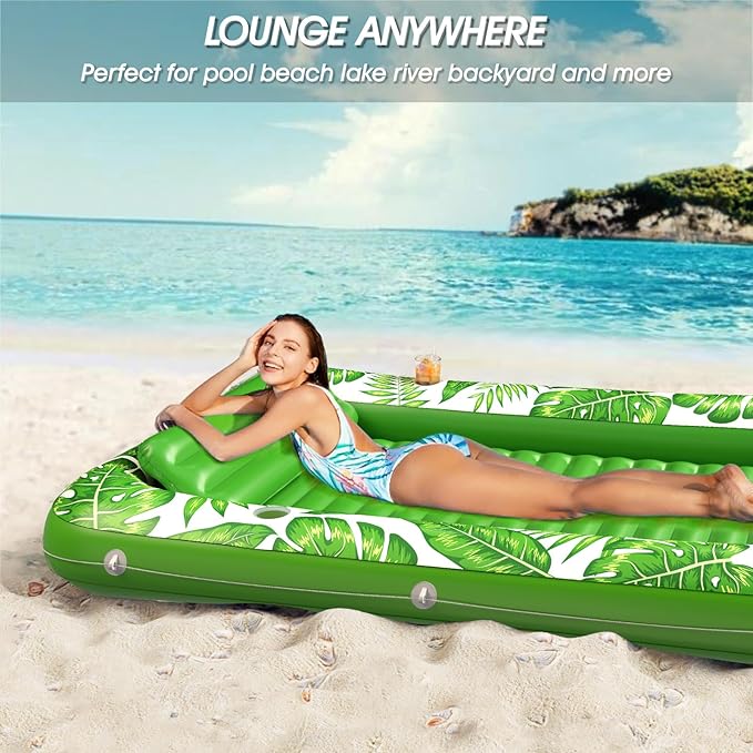 Inflatable Tanning Pool Lounger Float - Jasonwell 4 in 1 Sun Tan Tub Sunbathing Pool Lounge Raft Floatie Toys Water Filled Tanning Bed Mat Pad for Adult Blow Up Kiddie Pool Kids Ball Pit