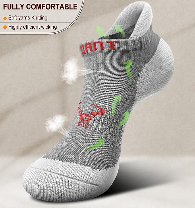 BULLIANT Men Running Socks,Active Ankle Socks No Show For Men With Cushioned Footbed Arch Support Breathable Wicking