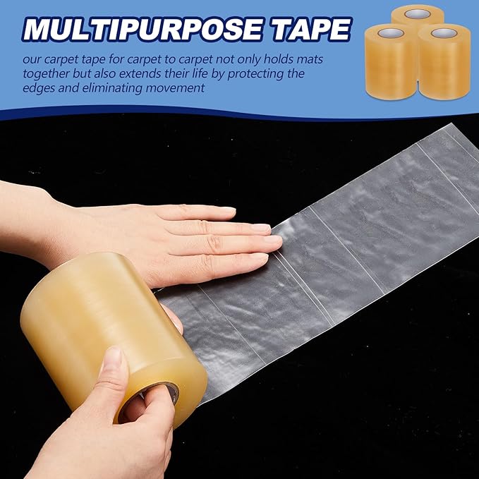 Pangda 12 Pcs Wrestling Mat Tape 3 or 4 Inch Heavy Duty 7 Mil PVC Carpet Tape for Wrestling Grappling Exercise Mats Seaming Cover Gym Floor Carpet Seam