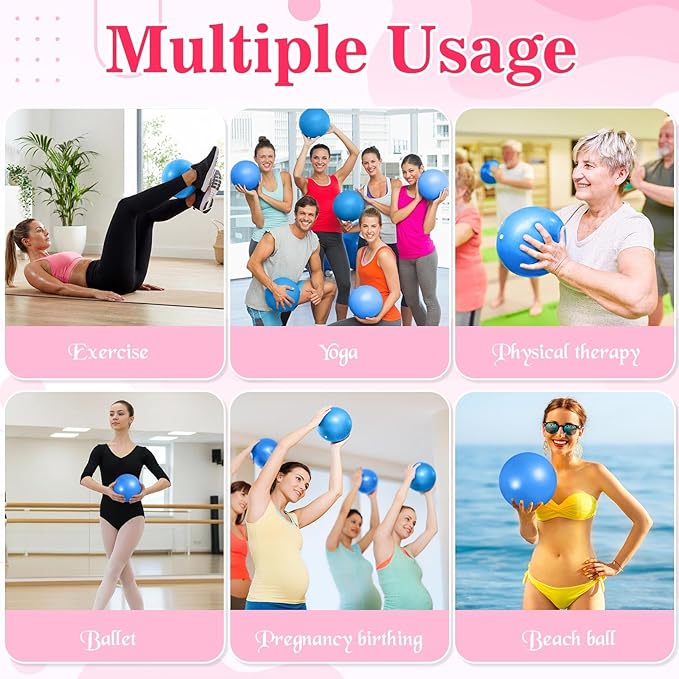 4 Pcs Small Exercise Pilates Ball Bulk 9 Inch Mini Yoga Balls Anti Burst and Slip for Stability, Fitness, Physical Therapy, Stretching & Core Workout at Home Gym Office Class