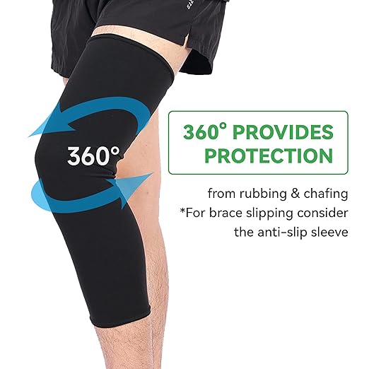 Orthomen 2 Pcs Knee Brace Undersleeve for Knee Support, Circulation Improvement & Pain Relief Knee Brace, Comfortable Knee Sleeve to Protects Skin from Abrasions and Irritations, Breathable Leg Sleeves for Men & Women (L)