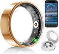 Smart Fitness and Activity Ring for Men and Women - Track Heart Rate Stress Sleep Steps and Blood Oxygen, 10ATM Waterproof Fitness Tracker for iPhone and Android, No Subscription Fee, Size 8