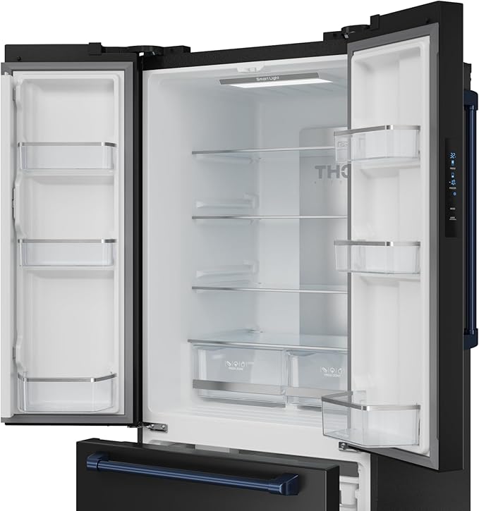 Thor Kitchen Gordon Ramsay 30 Inch 17.7 cu ft French Door Counter Depth Refrigerator with Ice Maker in Black/Navy Blue
