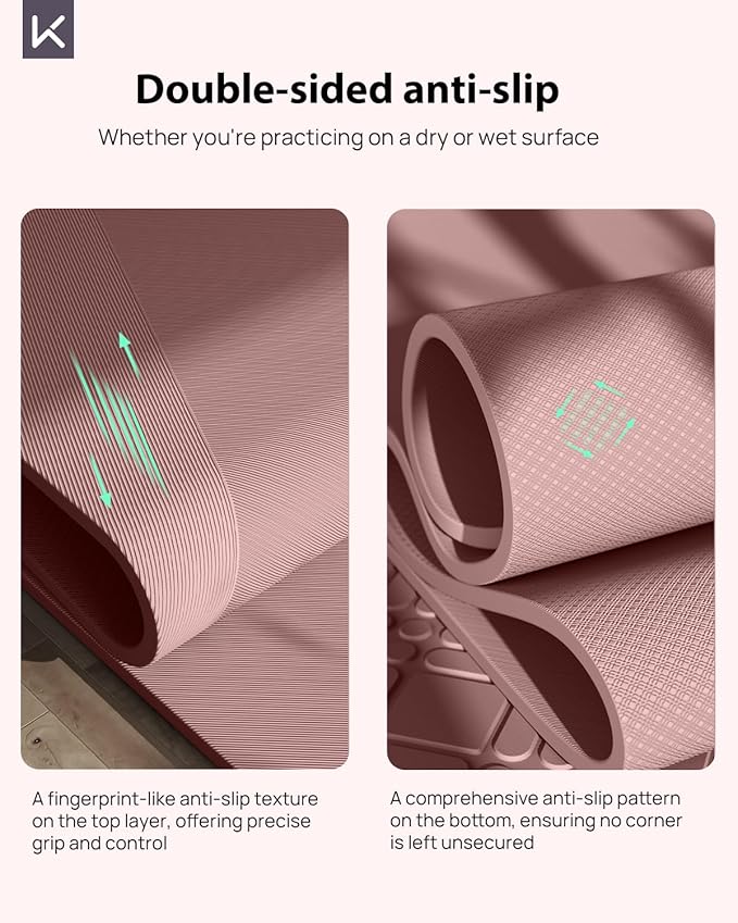 KEEP Yoga Mat - Premium 7mm Thick Exercise Mat, Anti-Tear 32'' Extra Wide Fitness Mat with Strap for Men & Women, Non Slip Pilates Mat for Home Yoga, Pilates, Gym, Stretching, Floor & Fitness Workouts