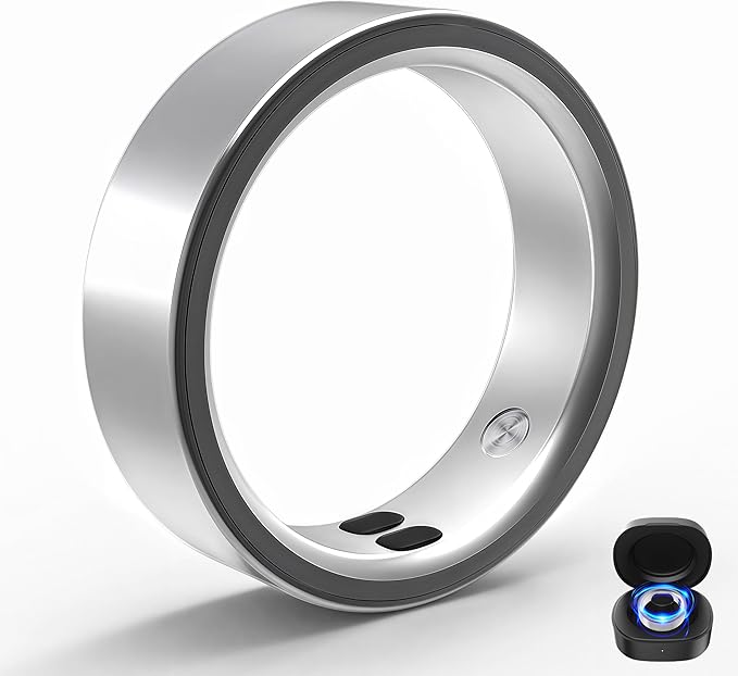 Smart Rings for Women Men,Sleep Tracking Wearable,Fitness Tracker Ring with Step/Heart Rate/Blood Oxygen/Distance/Calorie,Clock Vibration,No Subscription Fee,5ATM Waterproof, iOS&Android(Silver 10)
