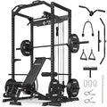 Mikolo F4 2.0 Power Cage with Dual-Track Smooth Pulley System, 1200LBS Power Rack with Leg Hold-Down for Heavy LAT Pulldowns, All-in-One Squat Rack with More Training Attachments for Home Gym