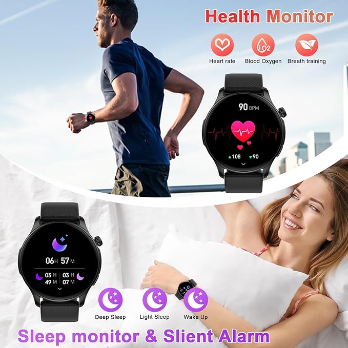 Smart Watch for Men Women Fitness: Waterproof Make Answer Call Digital Mens Watches Running Pedometer Step Tracker Smartwatch Android Phone iPhone Samsung Compatible Sleep SpO2 Heart Rate Monitor