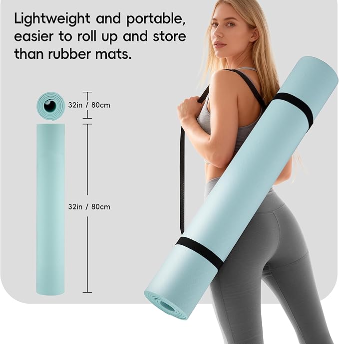 Extra Wide Yoga Mat 72"x 32" - Non Slip TPE Exercise Mat for Home Workout, 6mm High-Density Large Yoga Mat for Men & Women, Eco Friendly Pilates & Fitness Floor Mat with Carry Strap