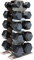 CAP Barbell Rubber Coated Hex Dumbbell Set with Vertical Rack | 100-300 lbs Free Weights Dumbbells Set for Home Gym | Multiple Options