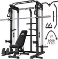 JELENS C21 Power Cage, 2000LBS Multi-Function Power Rack with Independent Dual Pulley System, All-in-One Squat Rack for Cable Crossover, Home Gym Workout Machine