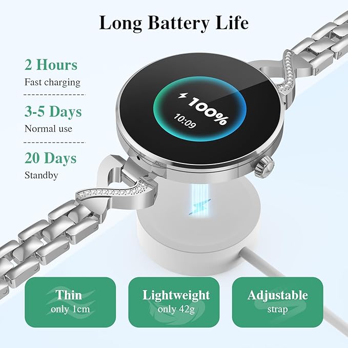 Smart Watches for Women, Answer/Make Call, 1.04'' AMOLED, 24H Sleep Tracker, Fitness Tracker with Heart Rate/Blood Pressure/SpO2/Stress Monitor, 100+ Sport Modes Waterproof Smartwatch for IOS/Android