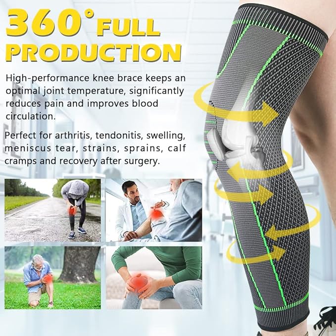 beister 1 Pair Full Leg Compression Sleeves for Women & Men, Extra Long Leg & Calf Braces Knee Sleeve for Basketball, Football, Running, Working Out, Arthritis
