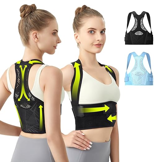 aoFIT Posture Corrector for Women, Lightweight and Breathable Back Brace for Pain Relief, Rounded Shoulders and Hunchback, Compact & Portable with Fashionable Design, Invisible Under Clothes Black M