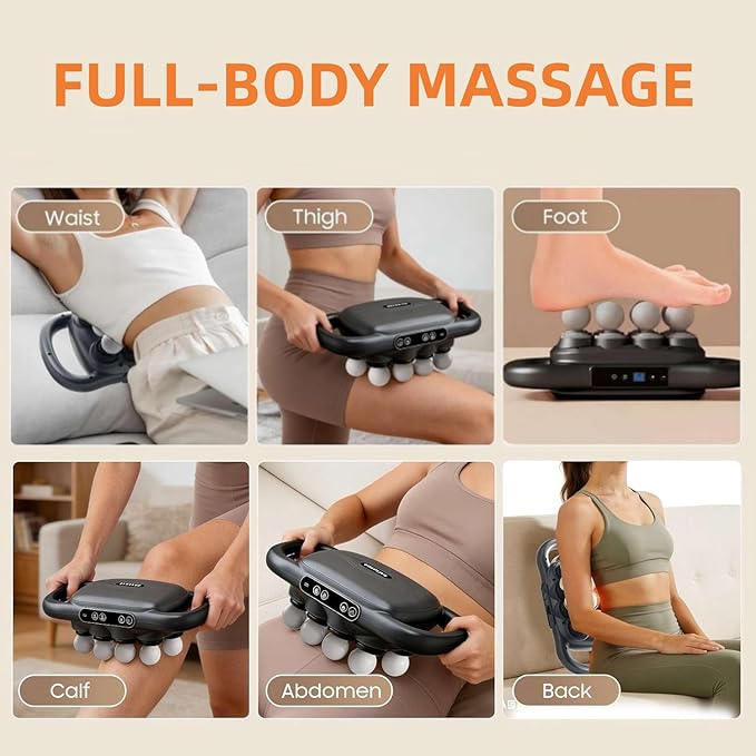 Sirrail 16 Head Fascia Massager Gun Set Deep Tissue Percussion Massager 2600mAh 9 Modes & 9 Intensities for Home Gym Office Travel Black