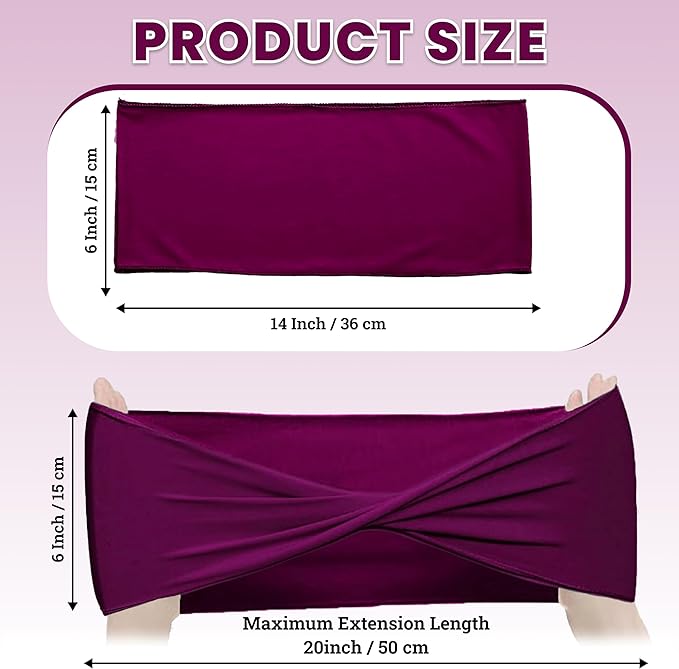 MDS Pack of 150 Spandex Chair Sashes Bows Elastic Stretch Dining Chair Bands Ties Without Slider Buckle Universal fits for Wedding Baby Shower Birthday Party Banquet Event Decoration - Eggplant