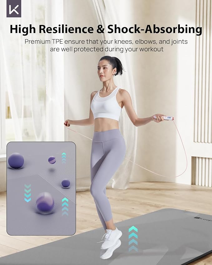 KEEP Yoga Mat - Premium 7mm Thick Exercise Mat, Anti-Tear 32'' Extra Wide Fitness Mat with Strap for Men & Women, Non Slip Pilates Mat for Home Yoga, Pilates, Gym, Stretching, Floor & Fitness Workouts