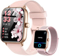Quican Smart Watches for Women, 1.8 Inches Fitness Tracker with Alexa Built-in & Bluetooth Calling, Compatible with Android iPhone, Waterproof, Heart Rate Sleep Monitor, Includes 2 Bands - Light Pink