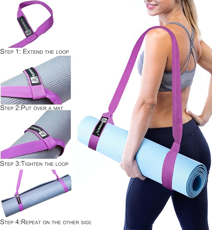 A AZURELIFE [MAT NOT Included] Yoga Mat Sling, Yoga Mat Straps for Carrying, Easy-Cinch Yoga Mat Holder Strap