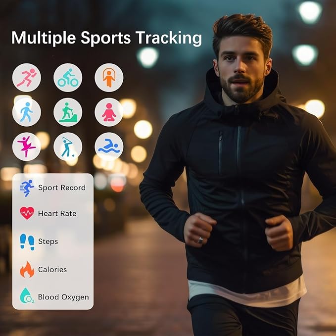 Smart Rings for Women Men, Fitness Ring with Heart Rate, Blood Oxygen, HRV, Stress, Sleep Tracker, Step Tracker, No Subscription Fee, lP68 Waterproof Smart Ring for iPhone & Android (Black 10#)