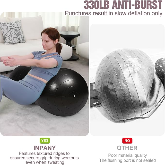 INPANY Peanut Ball - Exercise Ball for Labor Birthing, Anti-Burst Physical Therapy for Kids, Core Strength, Flexible Seating, Home & Gym Fintness, Sensory Chair Wiggle Seat for Girls and Boys