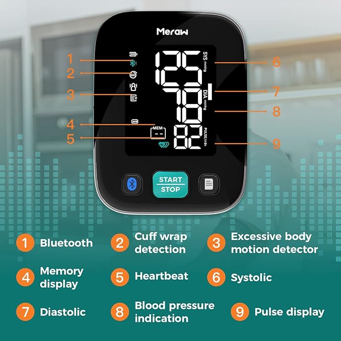 Blood Pressure Monitor Home Use, Blood Pressure Cuff Digital Arm, Blood Pressure Monitor Automatic Cuff 8.7-16.5" Bluetooth App Tracking Irregular Heartbeat Monitoring Black