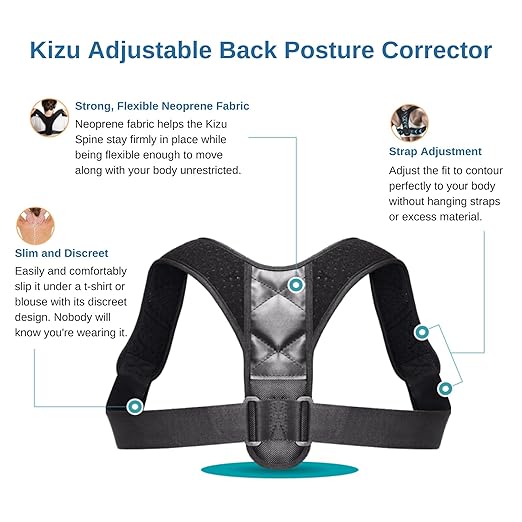 Kizu Spine Posture Corrector for Women, Kizu Spine Posture Corrector for Men - Comfortable Upper Back Brace, Adjustable Shoulder Support, Helps Relieve Neck, Back and Shoulder Pain, Fits Discreetly