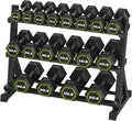 HANDBODE Hex Dumbbell Set with Rack, 300-840 lb Rubber Coated Fixed Weights Sets with Heavy Duty Storage Stand, Hexagon Shape for Stable Placement, Home Gym Equipment for Strength Training