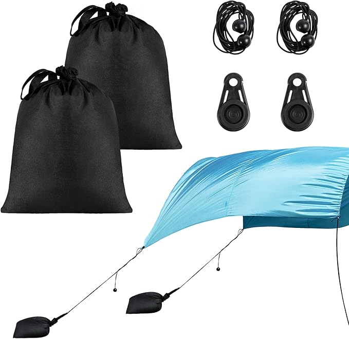 Strdfeve 2 Pack Beach Shade Accessories, Compatible with Shibumi Beach Canopy, Sandbag Weights with Clamps and Elastic Cords for Breezy and Low Wind Beach Setup, Canopy Not Included