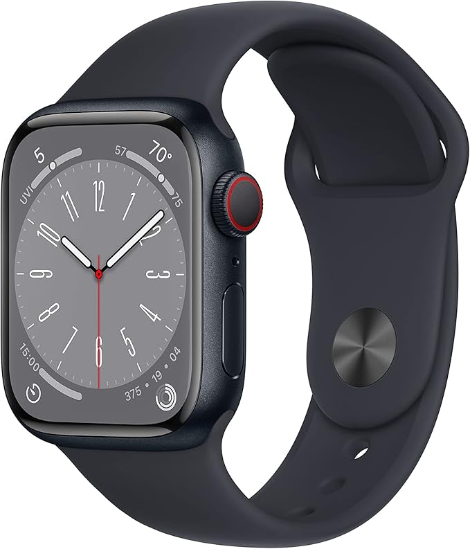 Apple Watch Series 8 [GPS + Cellular, 41mm] - Midnight Aluminum Case with Midnight Sport Band, M/L (Renewed)