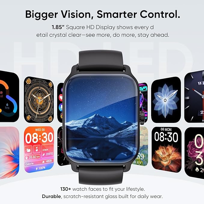 Tensky Smart Watch for Women/Men, 1.85'' HD Activity Smartwatch for iPhone/Android, 100+ Sport Modes Fitness Tracker (Answer/Make Call), Alexa Built-in, Sleep/Heart Rate/SpO2 Monitor/2ATM Waterproof
