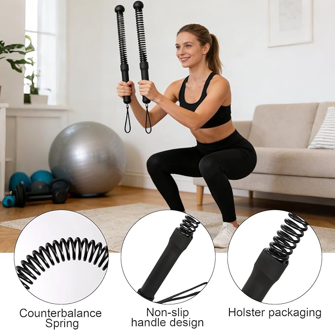 Ropeless Battle Ropes 2 Pcs Battle Rope Sticks Cordless Battle Ropes Ropeless Jump Rope Battle Rope Sticks for Home or Gym Style-B