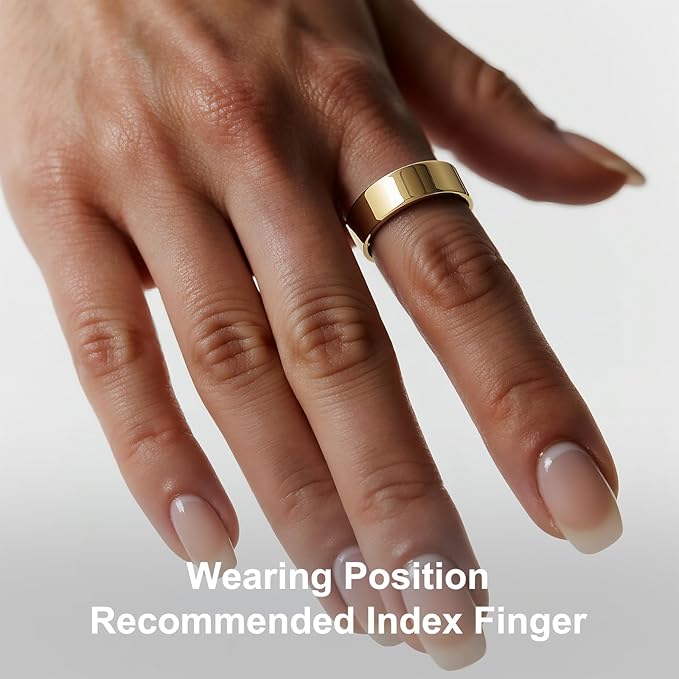 Titanium Smart Ring, Sleep & Activity Tracking Ring with Heart Rate, HRV, Stress Insights, 7-Day Battery Life, No Subscription, IP68 Waterproof, iOS & Android Compatible (Gold, 10)