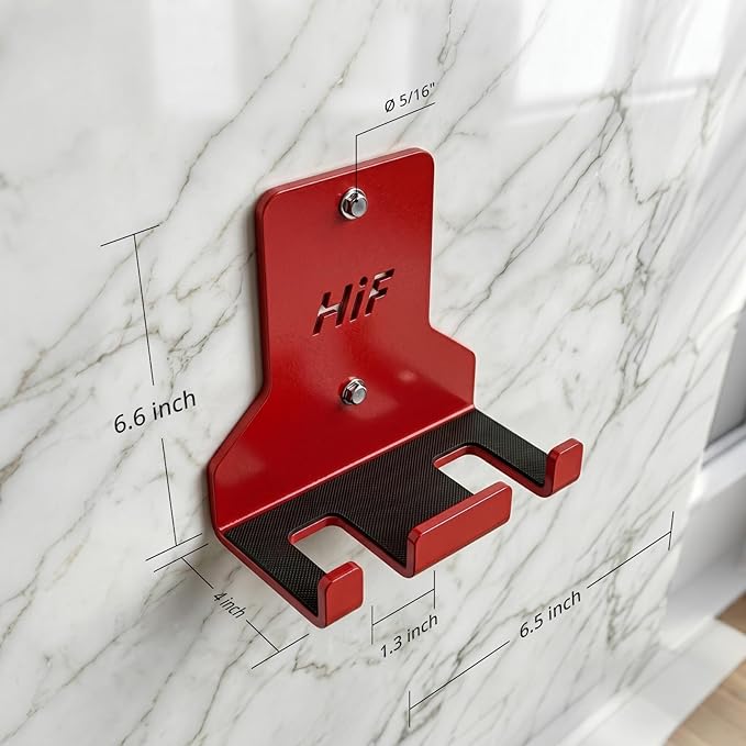 HIFLAME Double Barbell Storage Wall Mounted Storage Rack, Wall Barbell Rack, Olympic Wall Mount Barbell Holder,Vertical Hanging Barbell Rack.Suitable for Gym.Home Fitness. (Red)