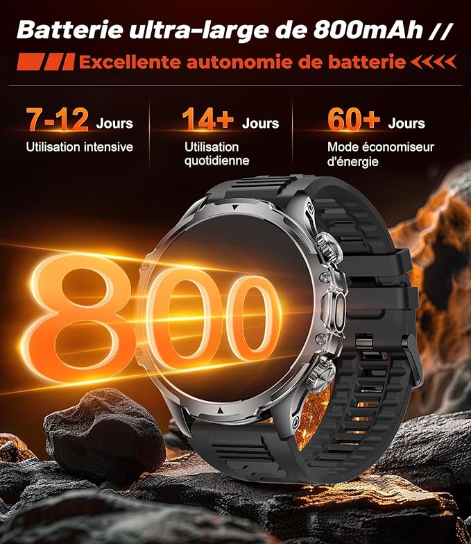 SUNKTA Smart Watch for Men,1.85" HD/800mAh Battery Smart Watches with LED Flashlight (Bluetooth Call Answer/Calls) Fitness Tracker with Heart Rate/Sleep Tracking/Blood Oxygen for Android iOS Black