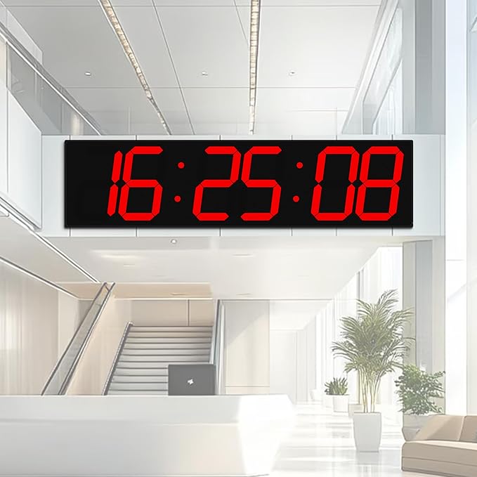 CHKOSDA Large Digital Wall Clock 28" with GPS Auto-Sync, Remote Control & Timer, Wall-Mounted for Classroom, Office, Gym, Conference Room