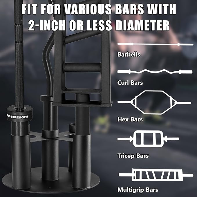 Barbell Holder Storage Rack, Heavy Duty Vertical Barbell Stand for Home and Commercial Gym, Fit 2-inch Olympic Bars, Curl Bars, Hex Bars, Corner Floor Stand