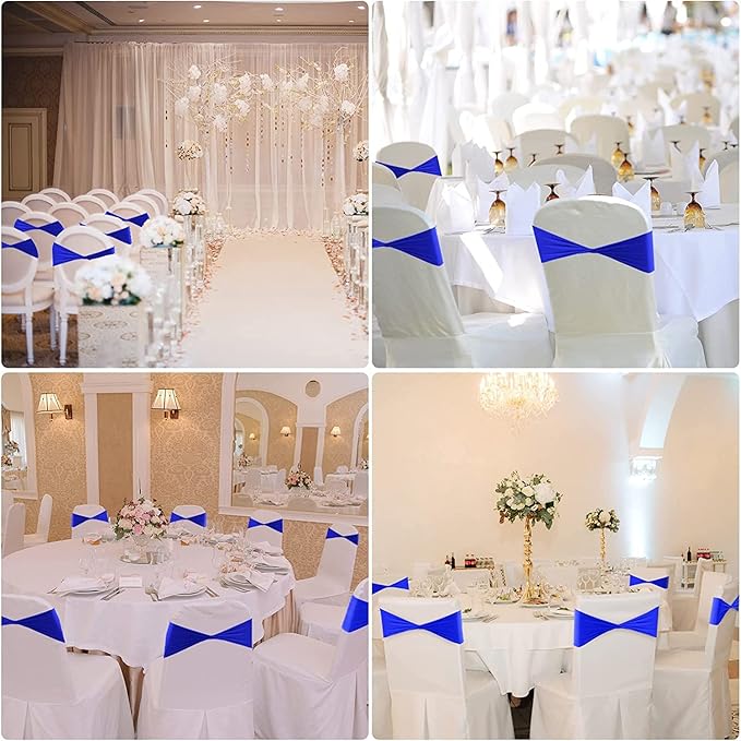 VDS Pack of 100 PCS | Yellow | Spandex Chair Sashes Bows Without Buckle | Stretch Elastic Banquet Universal Folding Chair Band Tie with for Wedding Party Conference Celebration Event Decoration