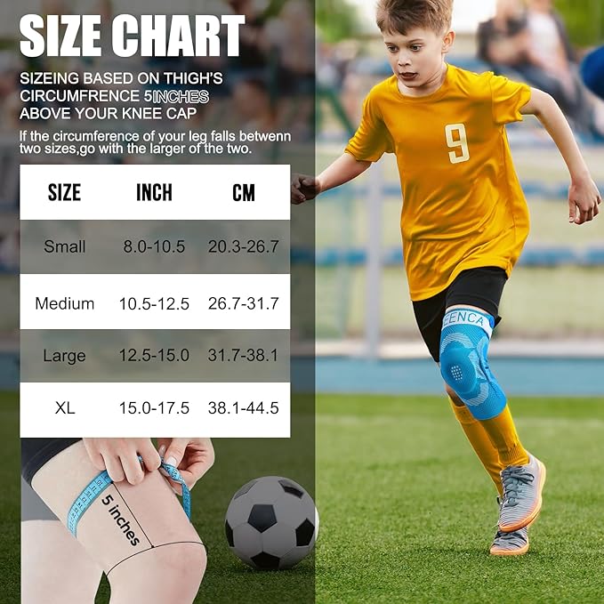 NEENCA Kids Knee Brace Sleeve, Youth Knee Compression Sleeve for Children - Boys & Girls. Child Knee Support with Patella Gel Pad & Side Stabilizers for Knee Pain, Sports, Outdoor -Blue