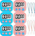 ZILLEEN Classroom Timer for Kids Teachers 6 Pack Digital Timers, Blue & Pink