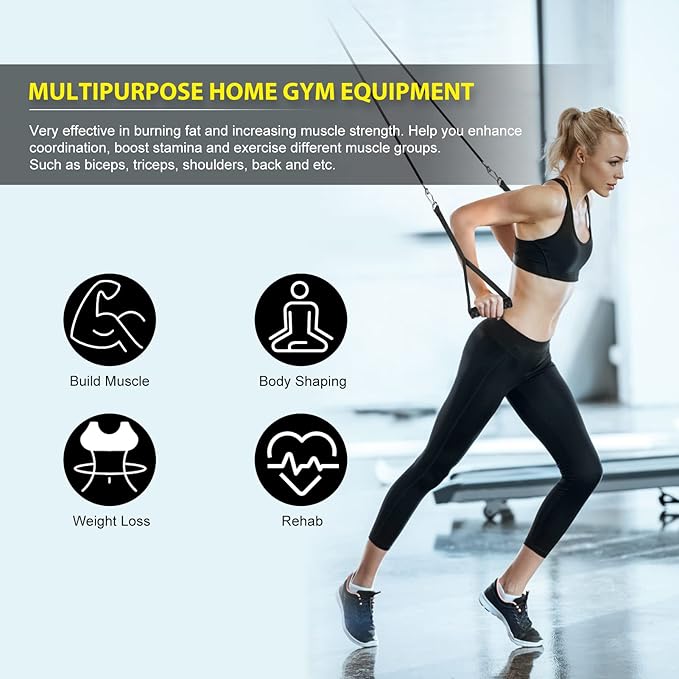 Weight Cable Pulley System Gym, Cable Weight Pulley System Attachments for Home Gym with Handle Pulley System Gym LAT Pull Down, Biceps Curl Workout
