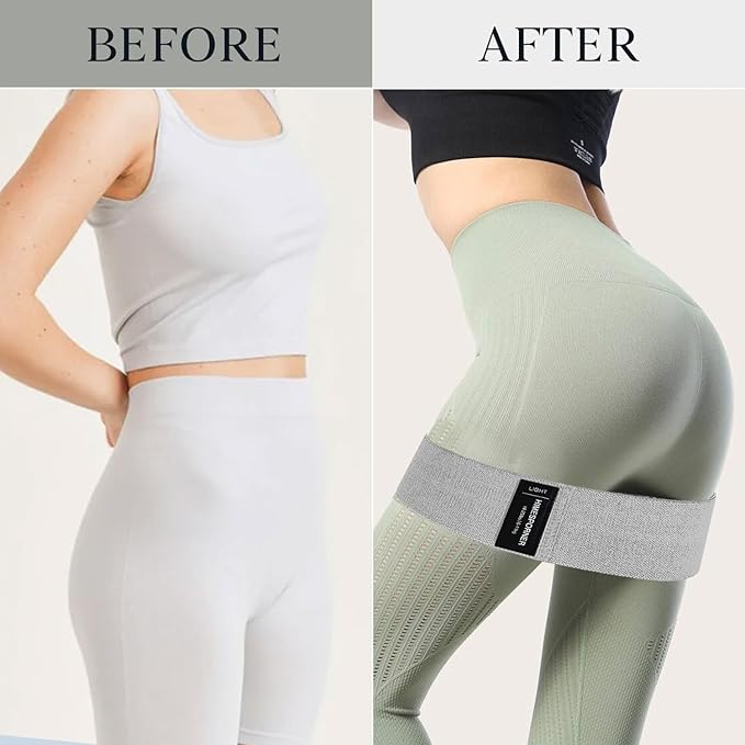 HIMESPORNER Wide Fabric Resistance Bands for Working Out, 3 Level Non-Slip Exercise Booty Bands for Women & Men Leg and Glutes with Hair Ties and Tape Measure - for Home Gym Workout, Yoga, Pilates